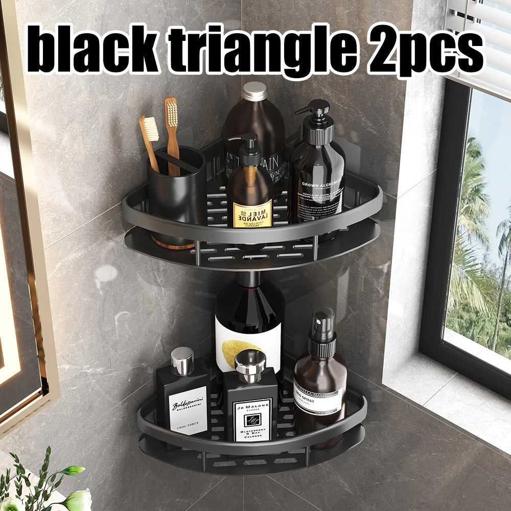 Wandmontiertes Eckregal fürs Badezimmer – Rechteckiges Duschregal ohne Bohren, Wandablage für Shampoo, Handtücher und Badaccessoires