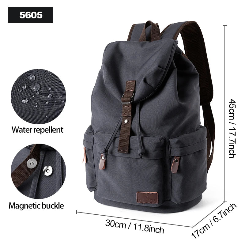 Herren Vintage Canvas Rucksack – Große Kapazität, 15,6-Zoll Laptop, Lässiger Rucksack für Pendler und Reisen, Unisex Schul- und Alltagstasche
