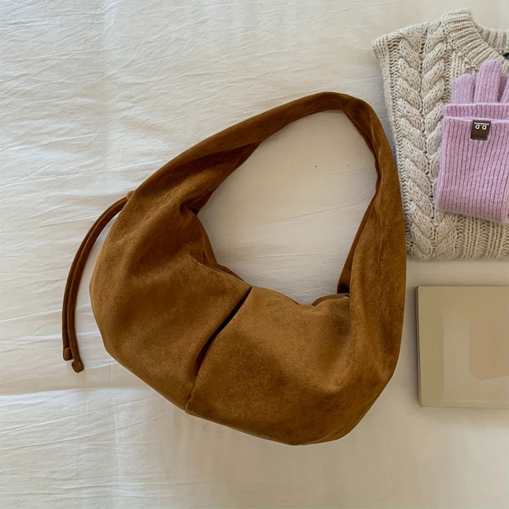 Retro Wildleder-Satteltasche für Damen mit Leopardenmuster – Trendige Herbst- und Wintermode, Unterarmtasche mit großem Fassungsvermögen, Handtasche