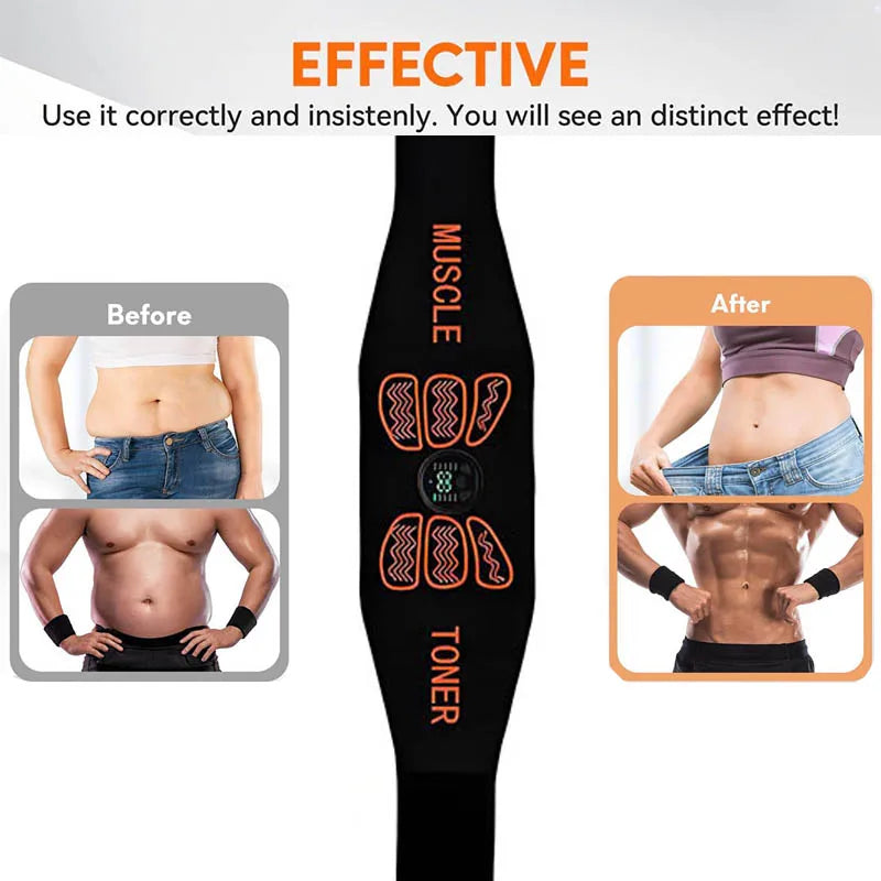 EMS Bauchmuskel-Gürtel – Elektrischer Muskelstimulator für Bauch, Taille & Fitness, USB Wiederaufladbar, Körperstraffung & Gewichtsmanagement