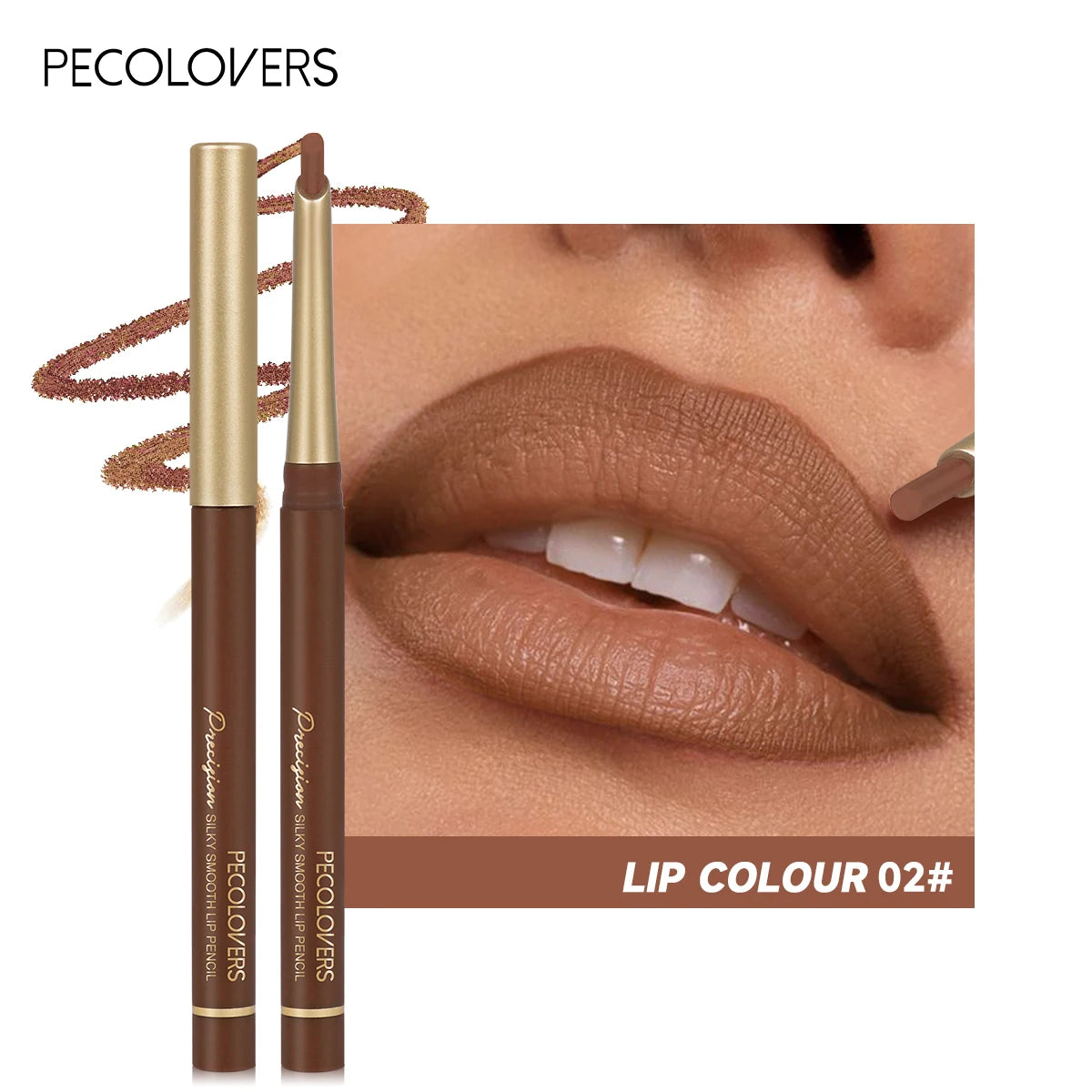 Matte Lippenkonturenstifte in 6 Farben – abgeschrägte Präzisionsspitze, natürliche Nude- & Brauntöne, langanhaltendes Make-up