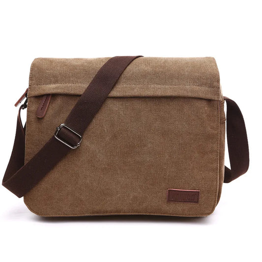 Modische einfarbige Vintage-Canvas-Messenger-Umhängetasche mit Schnalle – Lässige, tragbare Schultertasche, Koreanischer Trend, Einfaches Pack für Herren