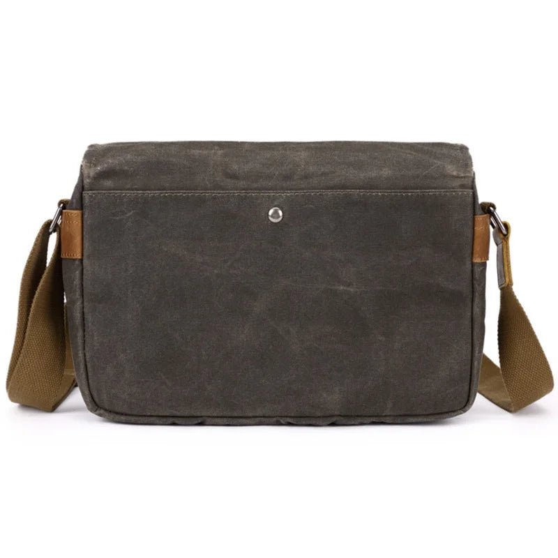 Herren Vintage Schultertasche aus geöltem Wachscanvas – Stoßfeste DSLR-Kameratasche, wasserdichte Canvas-Messenger- und Crossbody-Tasche, lässig und vielseitig