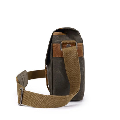 Herren Vintage Schultertasche aus geöltem Wachscanvas – Stoßfeste DSLR-Kameratasche, wasserdichte Canvas-Messenger- und Crossbody-Tasche, lässig und vielseitig