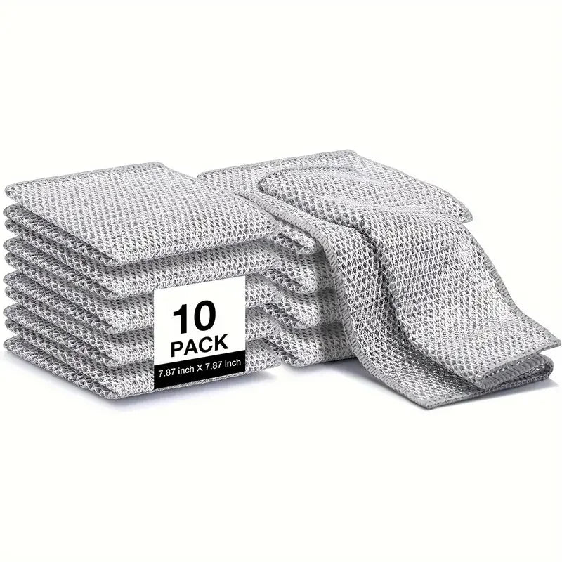 10 Stück Stahlwolle Topfreiniger – Wiederverwendbare Draht-Schrubber für Geschirr & Küchenreinigung