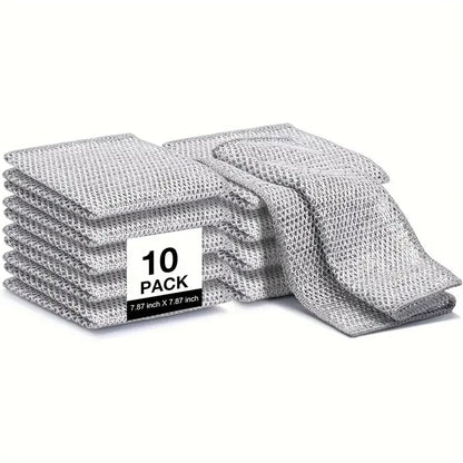 10 Stück Stahlwolle Topfreiniger – Wiederverwendbare Draht-Schrubber für Geschirr & Küchenreinigung