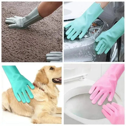 Silikon-Spülhandschuhe – Umweltfreundliche Mehrzweck-Reinigungshandschuhe, Wasserdicht, für Küche, Haustierbad & Autoreinigung