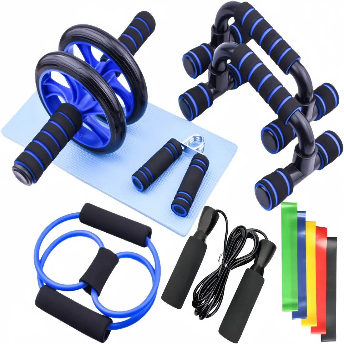 12-teiliges Ab-Roller Set – Bauchmuskeltrainer & Push-Up Unterstützung für Home Gym, Fitnessgeräte für Indoor Training