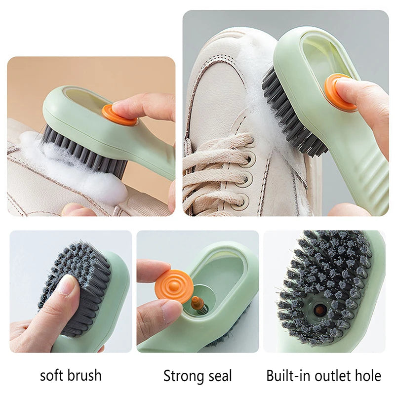 Schuhreinigungsbürste mit Flüssigkeitsspender – Weiche Borsten, ideal für Bad & Haushalt