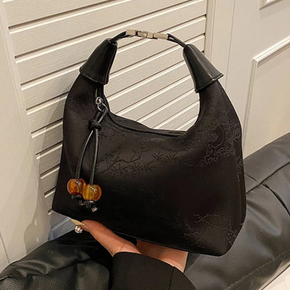 Lässige Bestickte Handtasche im Chinesischen Stil – Canvas Hanfu Stickerei, Reißverschluss Crossbody Bag, Cheongsam-Tasche für Party