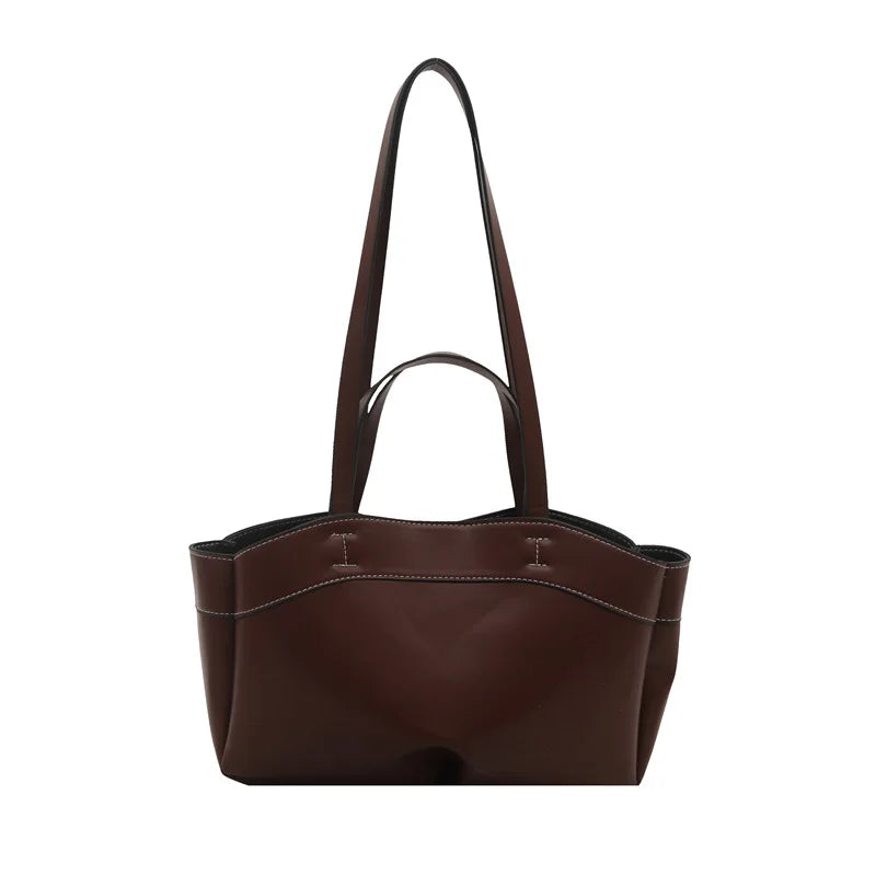 Einfarbige PU-Leder-Handtasche für Damen – Schulter- und Tote-Tasche mit großem Fassungsvermögen, Alltagstasche für Pendeln, Shopping und Crossbody-Tragen