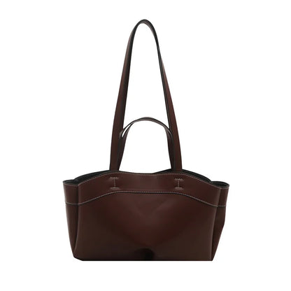 Einfarbige PU-Leder-Handtasche für Damen – Schulter- und Tote-Tasche mit großem Fassungsvermögen, Alltagstasche für Pendeln, Shopping und Crossbody-Tragen
