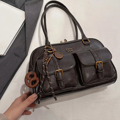 Damen Schultertasche in Kaffee-Braun mit mehreren Taschen – Stylische Vielseitige Letter-Crossbody-Tasche für Reisen, Arbeit, Shopping und Dates