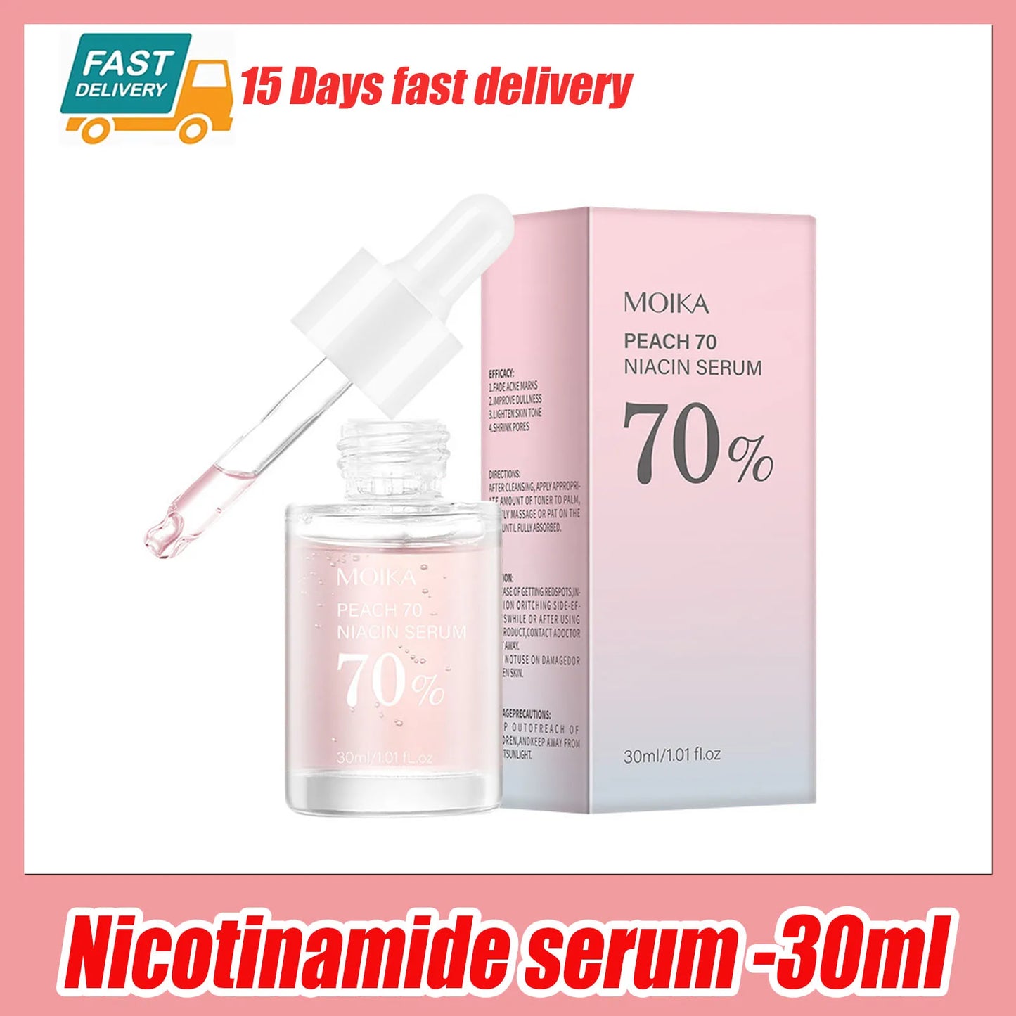 Niacinamid-Serum – Entfernt Dunkle Flecken, Reduziert Aknenarben & Hyperpigmentierung, Verfeinert Poren, Ebenmäßiger Hautton & Feuchtigkeitsspendende Gesichtspflege – Koreanische Skincare