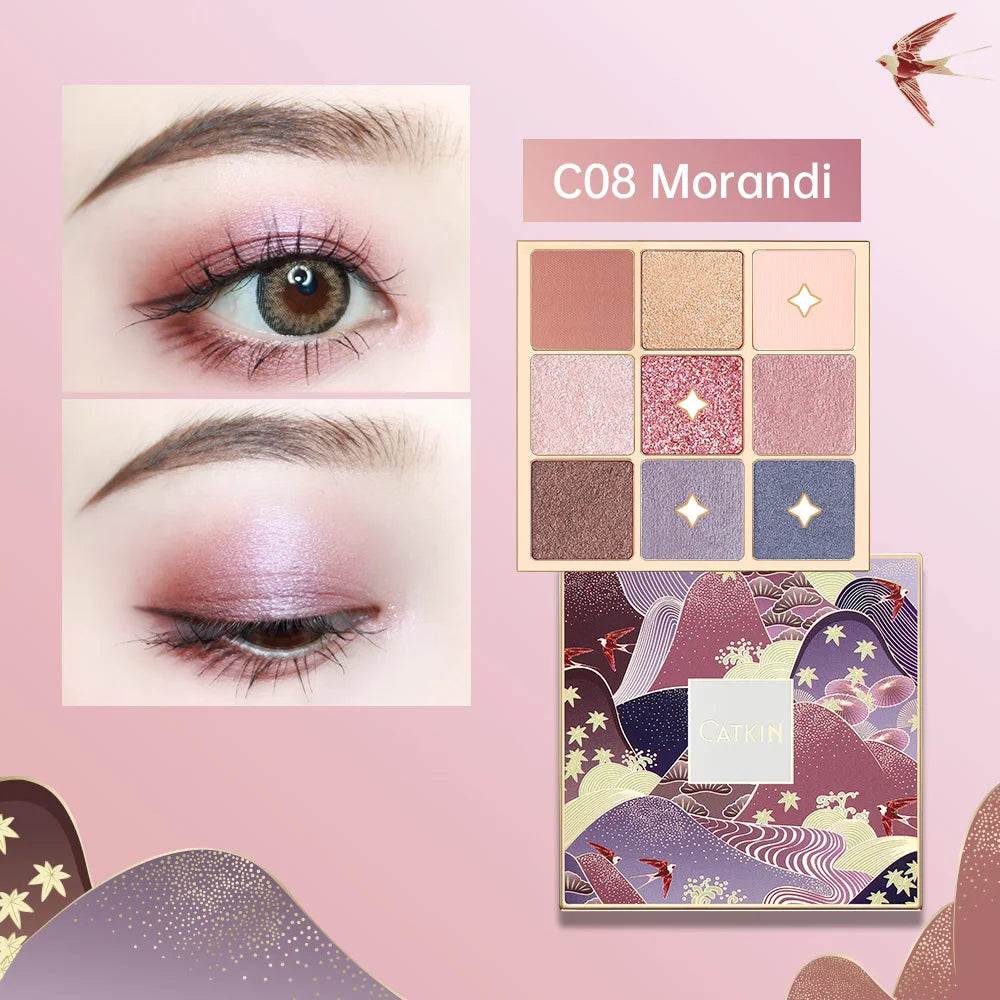 Lidschattenpalette – 9 Farben, Matt & Schimmer, Hochpigmentiert, Cremige Textur, Natürliche Bronze- & Neutral-Töne