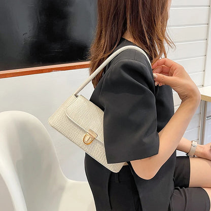 Modische und vielseitige Ein-Schulter-Handtasche für Damen mit Steinmuster – Unterarmtasche aus PU, kleine quadratische Handtasche