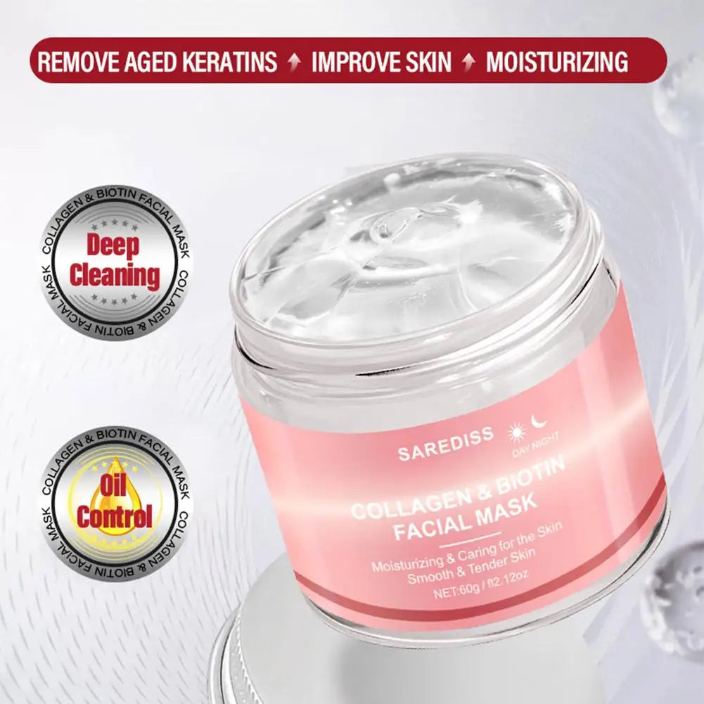 1/2 Stück Collagen Night Wrapping Mask – Abziehbare Overnight-Collagen-Gesichtsmaske. Spendet intensive Feuchtigkeit, strafft die Haut und verleiht einen strahlenden Glow. Hilft, Hauterschlaffung sichtbar zu reduzieren.