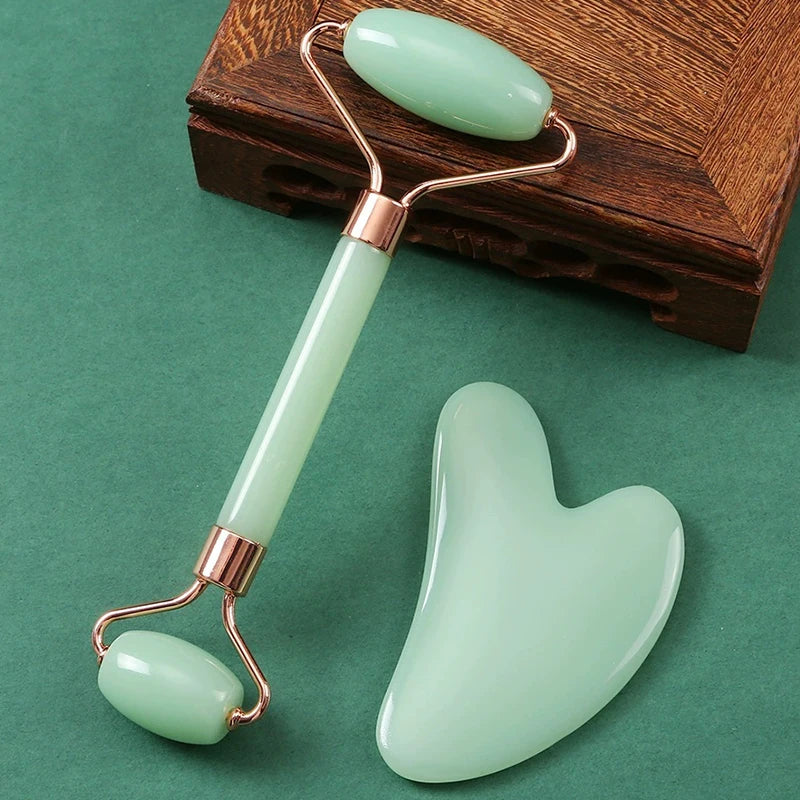 2-teiliges Gesichtsmassage-Set – Ice Roller für Gesicht, Hals & Augen, Gua Sha Board, Tragbarer Facial Roller für Lifting & Konturierung