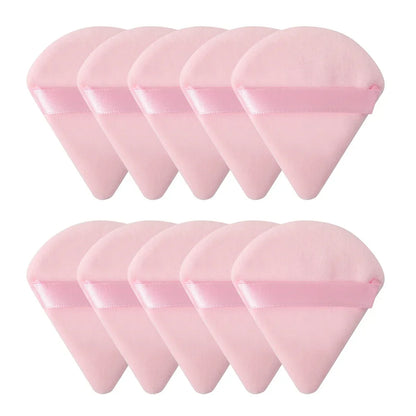 10/20 Stück Dreieckige Samt-Puderquaste – Mini Make-up-Schwamm | Waschbar, leicht & ideal für Gesichtsmake-up