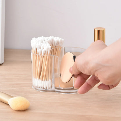 Transparenter Wattepad- und Wattestäbchenhalter mit 2 Fächern – Badezimmer-Organizer für Make-up & Pflege