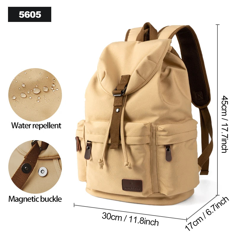 Herren Vintage Canvas Rucksack – Große Kapazität, 15,6-Zoll Laptop, Lässiger Rucksack für Pendler und Reisen, Unisex Schul- und Alltagstasche