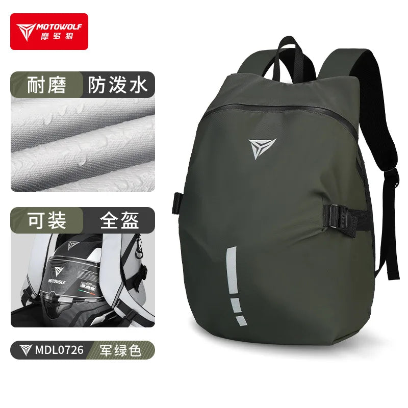 Motorrad-Helm-Rucksack – Große Kapazität, Helm-Aufbewahrungsrucksack, Wanderrucksack, Reflektierend und Wasserdicht