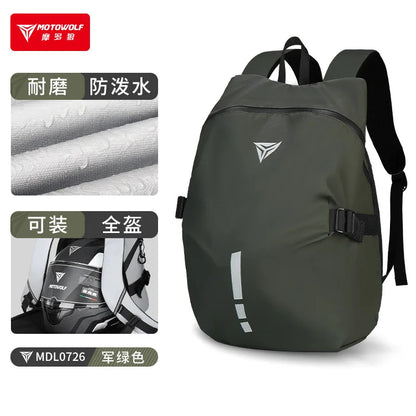 Motorrad-Helm-Rucksack – Große Kapazität, Helm-Aufbewahrungsrucksack, Wanderrucksack, Reflektierend und Wasserdicht