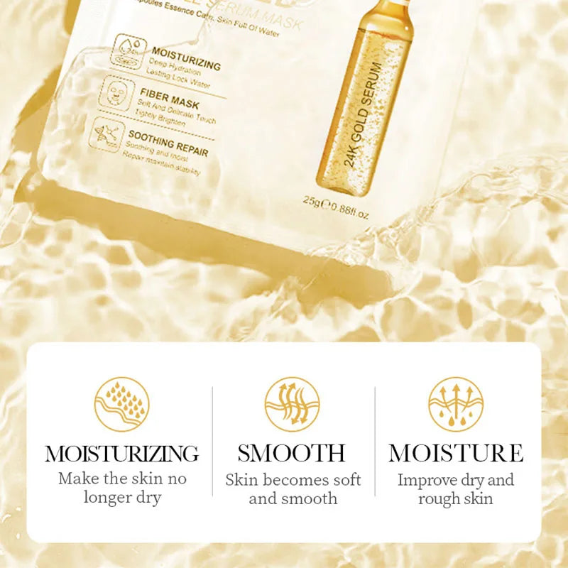 15 Stück 24K Gold Vitamin C & Hyaluronsäure Gesichtsmasken – Feuchtigkeitsspendend, Straffend & Intensiv Hydratisierend – Gesichtspflege für strahlende Haut