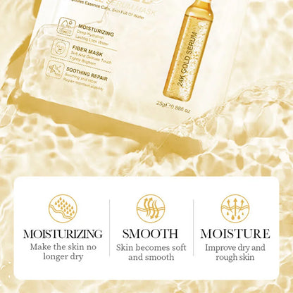 15 Stück 24K Gold Vitamin C & Hyaluronsäure Gesichtsmasken – Feuchtigkeitsspendend, Straffend & Intensiv Hydratisierend – Gesichtspflege für strahlende Haut