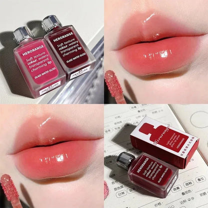 Transparentes Rotes Lip Gloss – Spiegelnder Jelly-Liquid Lippenstift, Hydratisierend & Feuchtigkeitsspendend, Langanhaltend, Lippenfarbe & Make-up