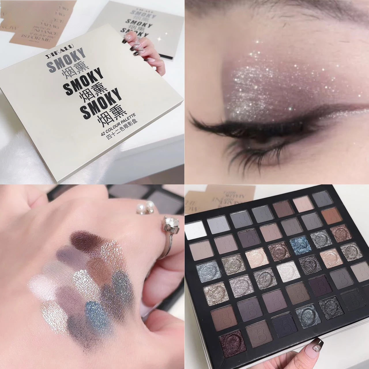 42-Farben Lidschattenpalette – Matte & Schimmer – Punk Smoky, Zementgrau & Dark Edition für Gothic- und Europäische Make-up-Looks
