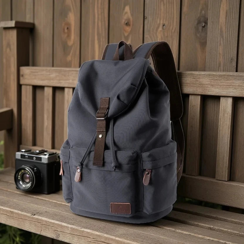 Herren Vintage Canvas Rucksack – Große Kapazität, 15,6-Zoll Laptop, Lässiger Rucksack für Pendler und Reisen, Unisex Schul- und Alltagstasche