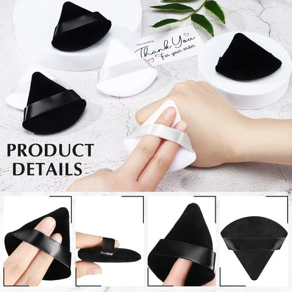 10/20 Stück Dreieckige Samt-Puderquaste – Mini Make-up-Schwamm | Waschbar, leicht & ideal für Gesichtsmake-up