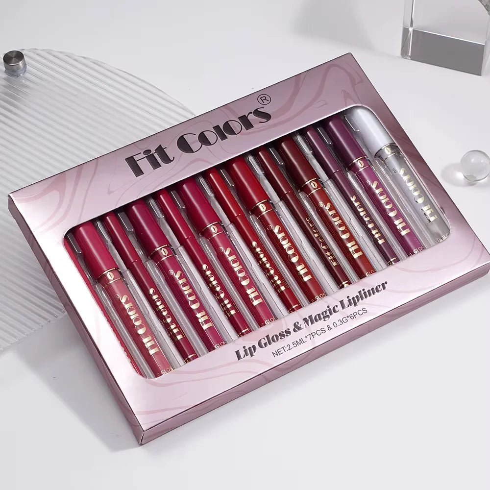 13-teiliges Lipgloss-Set – Langanhaltend, Wasserfest & Schweißresistent