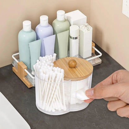 Transparenter Wattepad- und Wattestäbchenhalter mit 2 Fächern – Badezimmer-Organizer für Make-up & Pflege