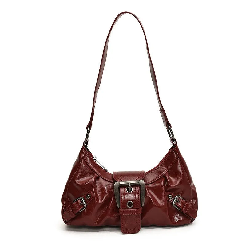 Y2K Retro Hobo-Umhängetasche für Damen mit Falten – Trendige Achsel-Clutch für Reisen, Arbeit und Shopping