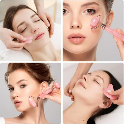 2-teiliges Gesichtsmassage-Set – Ice Roller für Gesicht, Hals & Augen, Gua Sha Board, Tragbarer Facial Roller für Lifting & Konturierung