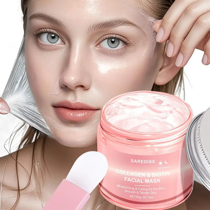 1/2 Stück Collagen Night Wrapping Mask – Abziehbare Overnight-Collagen-Gesichtsmaske. Spendet intensive Feuchtigkeit, strafft die Haut und verleiht einen strahlenden Glow. Hilft, Hauterschlaffung sichtbar zu reduzieren.