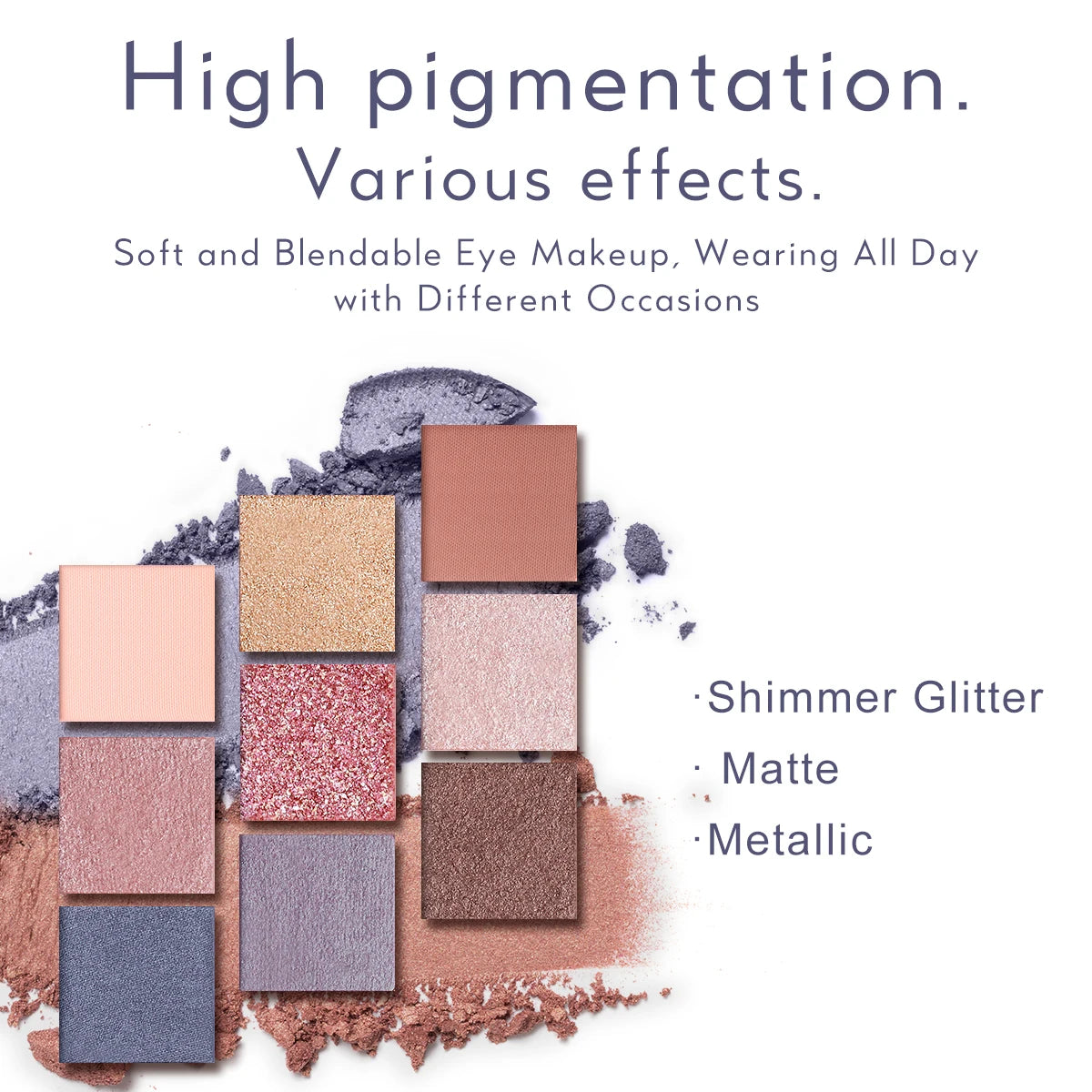 Lidschattenpalette – 9 Farben, Matt & Schimmer, Hochpigmentiert, Cremige Textur, Natürliche Bronze- & Neutral-Töne