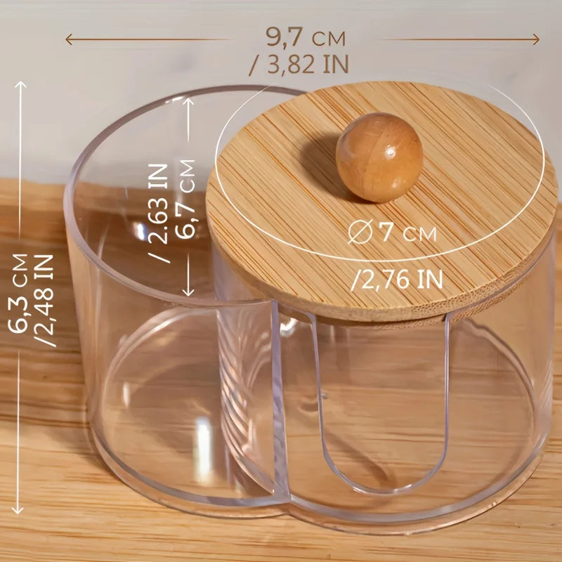 Transparenter Wattepad- und Wattestäbchenhalter mit 2 Fächern – Badezimmer-Organizer für Make-up & Pflege