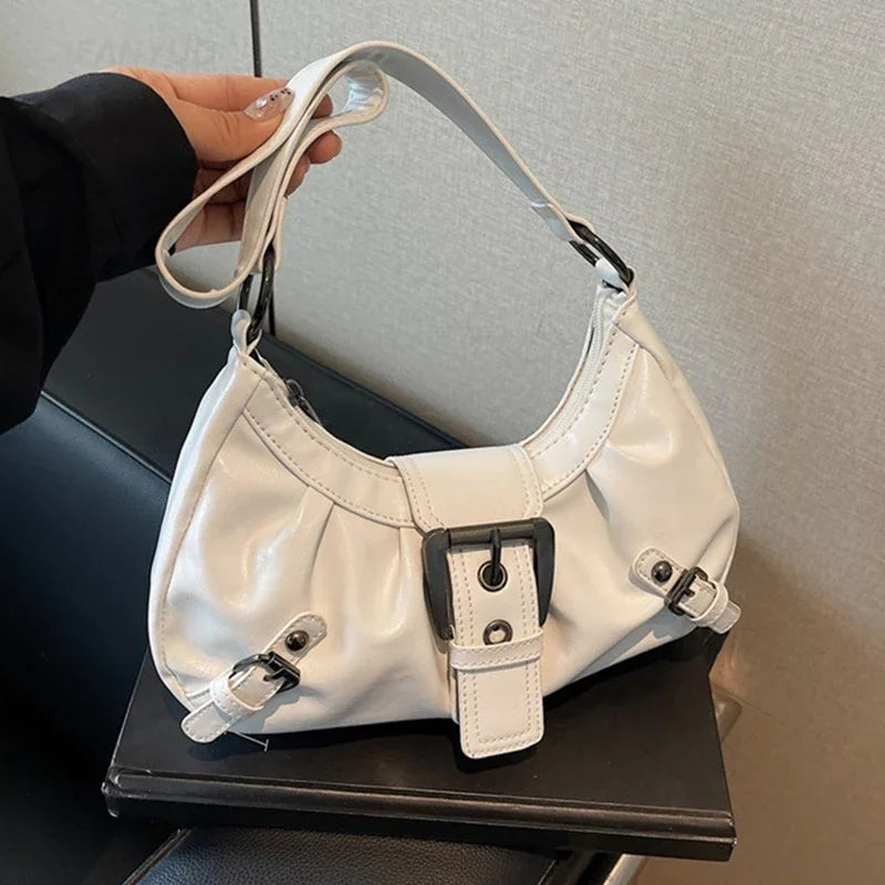 Y2K Retro Hobo-Umhängetasche für Damen mit Falten – Trendige Achsel-Clutch für Reisen, Arbeit und Shopping
