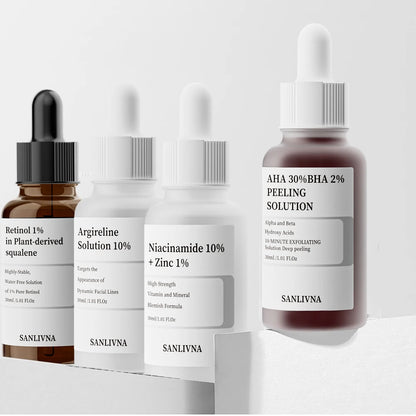 AHA 30% + BHA 2% Peeling-Gesichtsserum – Mit 10% Niacinamid, 1% Zink & 10% Hexapeptid – Feuchtigkeitsspendende Hautpflege