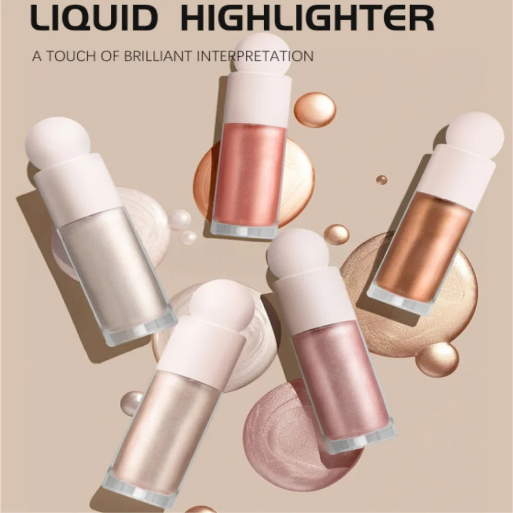 3 Farben Schimmer Flüssig-Highlighter – Langanhaltend, Gesicht & Körper, Glänzend, Ideal für Musikfestivals, Partys & Makeup-Zubehör