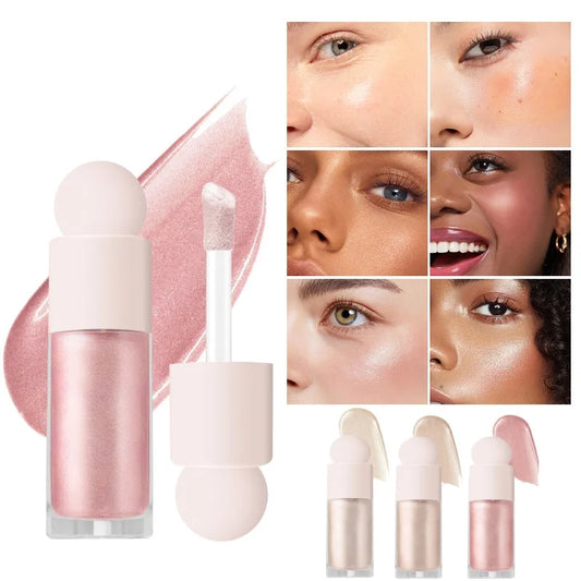 3 Farben Schimmer Flüssig-Highlighter – Langanhaltend, Gesicht & Körper, Glänzend, Ideal für Musikfestivals, Partys & Makeup-Zubehör