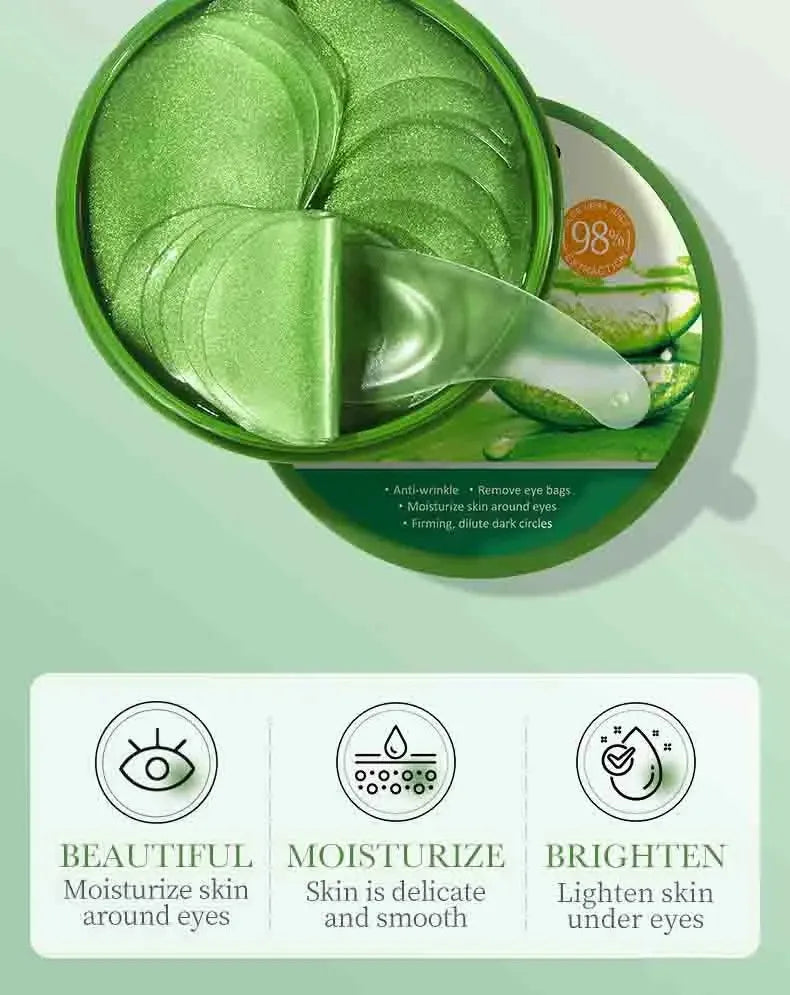 60pcs Aloe Vera Collagen Eye Mask Anti Dark C60 Stück Aloe Vera Kollagen Augenmasken – gegen dunkle Augenringe, Tränensäcke, Feuchtigkeitsverlust & Faltenpflegeircles Eyes Bags Moisturizing Anti-Wrinkles Eye Patches Eyes Skin Care Products