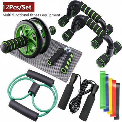 12-teiliges Ab-Roller Set – Bauchmuskeltrainer & Push-Up Unterstützung für Home Gym, Fitnessgeräte für Indoor Training