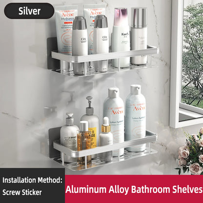 Wandmontiertes Eckregal fürs Badezimmer – Rechteckiges Duschregal ohne Bohren, Wandablage für Shampoo, Handtücher und Badaccessoires