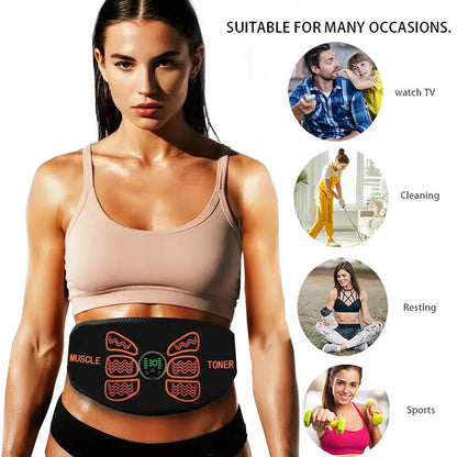 EMS Bauchmuskel-Gürtel – Elektrischer Muskelstimulator für Bauch, Taille & Fitness, USB Wiederaufladbar, Körperstraffung & Gewichtsmanagement