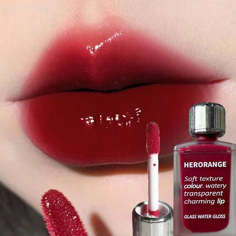 Transparentes Rotes Lip Gloss – Spiegelnder Jelly-Liquid Lippenstift, Hydratisierend & Feuchtigkeitsspendend, Langanhaltend, Lippenfarbe & Make-up