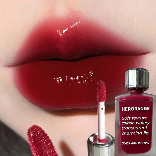 Transparentes Rotes Lip Gloss – Spiegelnder Jelly-Liquid Lippenstift, Hydratisierend & Feuchtigkeitsspendend, Langanhaltend, Lippenfarbe & Make-up